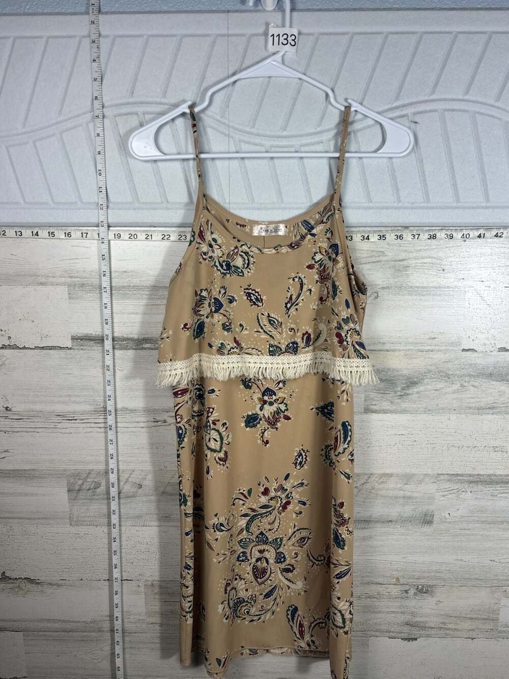 tea n rose Floral Spaghetti Strap Dress Tan Paisley